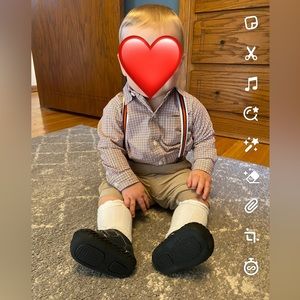 Janie and Jack 6-12 mo outfit. Shirt with matching suspenders and shorts